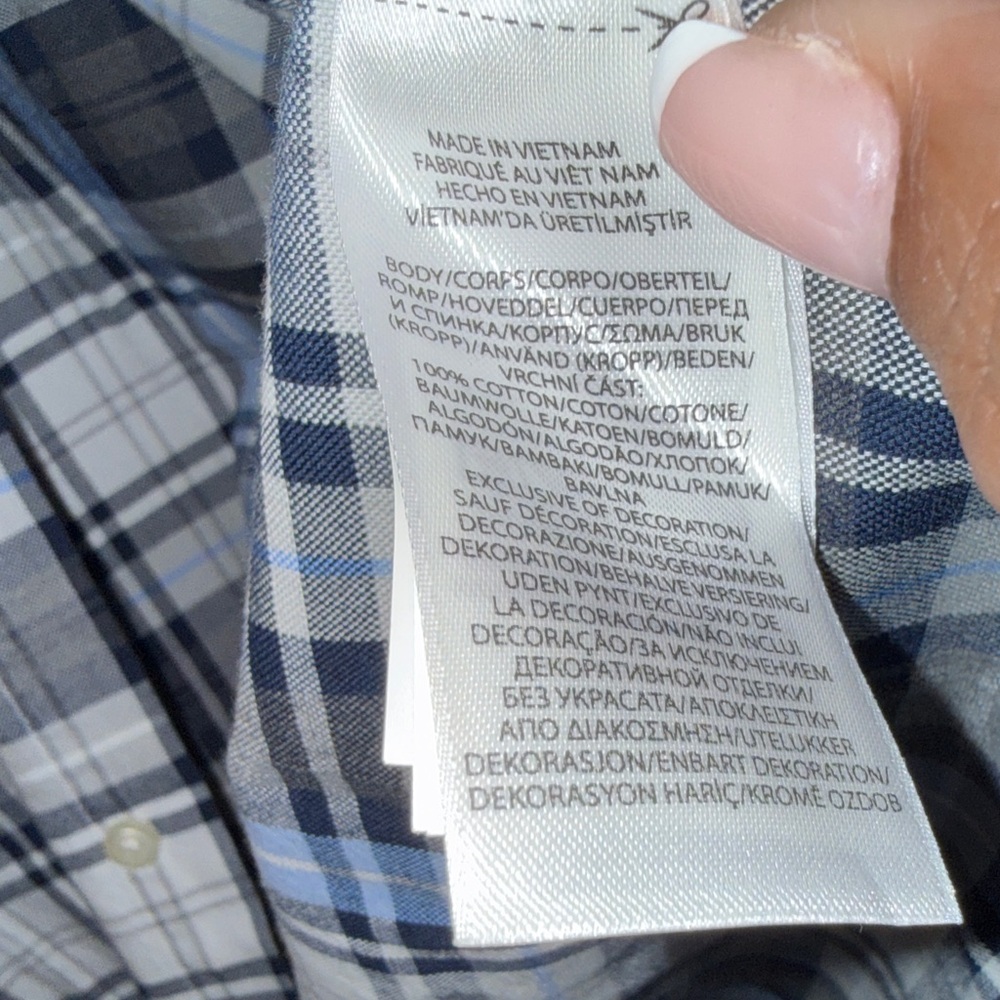 Polo Ralph Lauren Navy and White Plaid Shirt - Like New - Picture 4 of 5